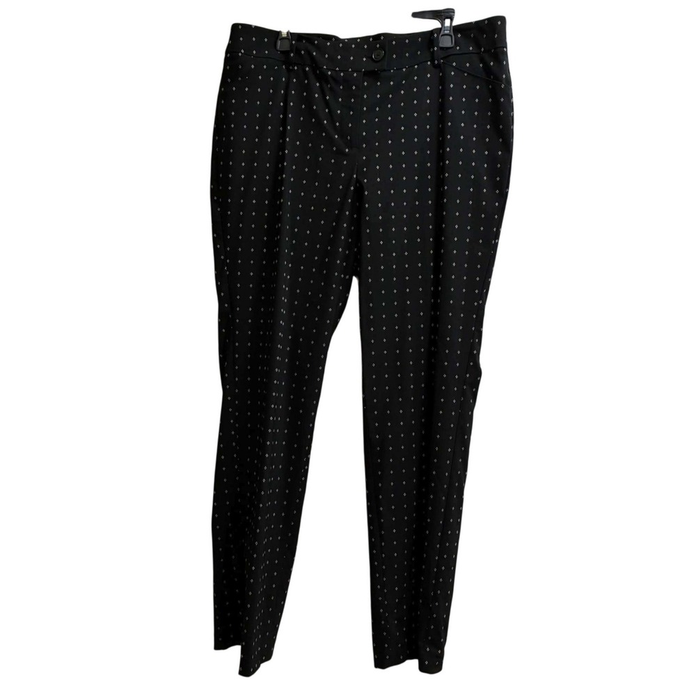 Lane Bryant Dress Pants Womens 18 Black White Diamond Print Straight Leg Career